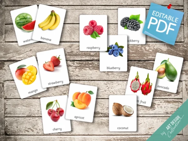 Fruits Galore: 50 Montessori Flashcards (Real Pictures)